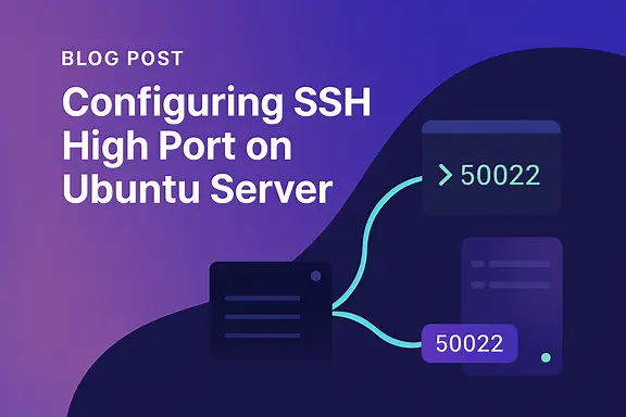 Ubuntu 服务器屏幕上显示 SSH 配置文件，突出显示端口 50022，旁边是一个通用文件传输图标和防火墙图标，背景是高速数据流动的视觉效果，象征突破限速