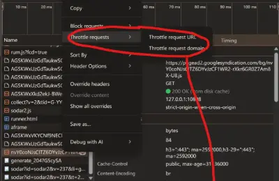 Chrome,Dev Tools,限制链接