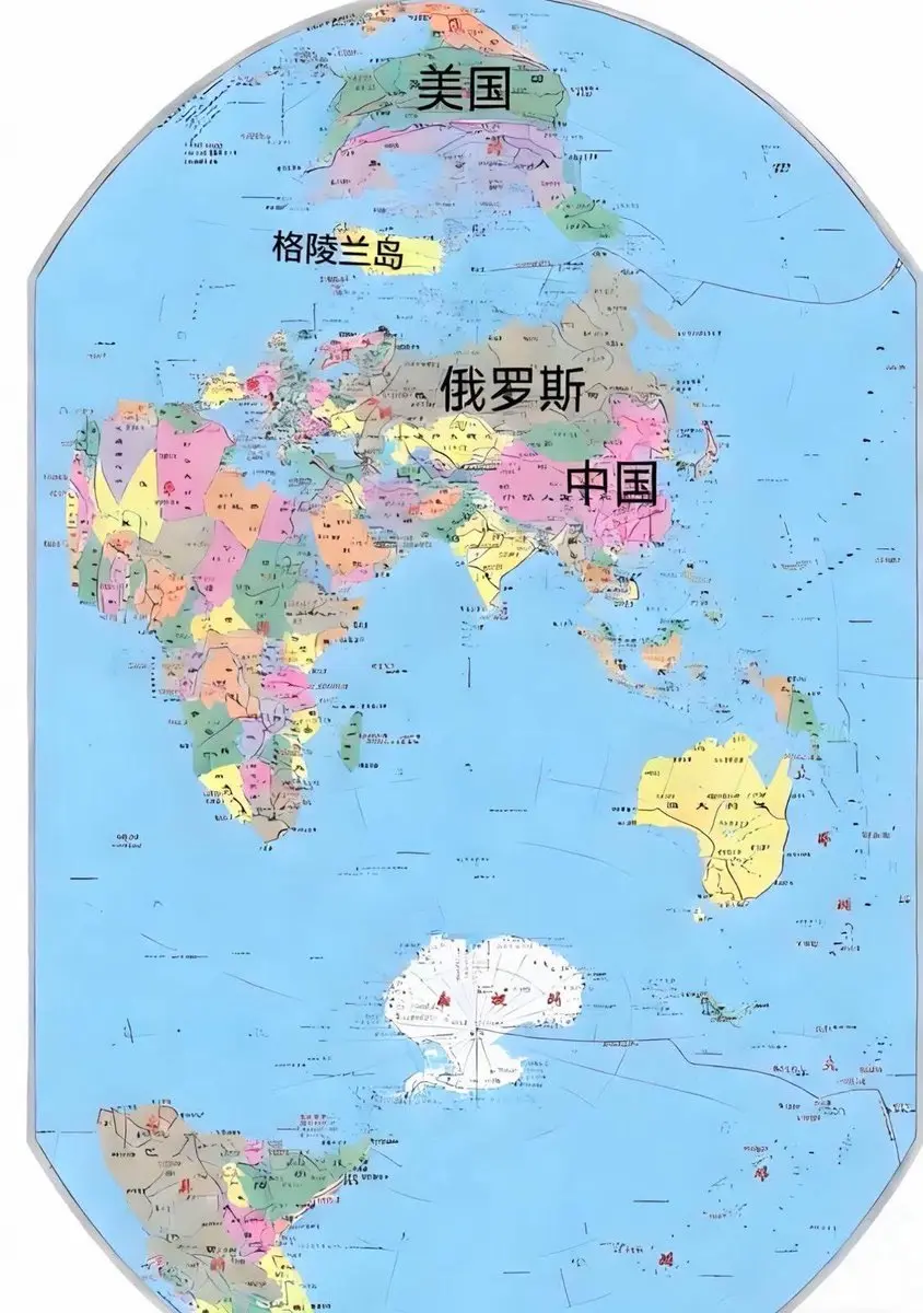 Greeland格陵兰岛战略位置,竖版世界地图