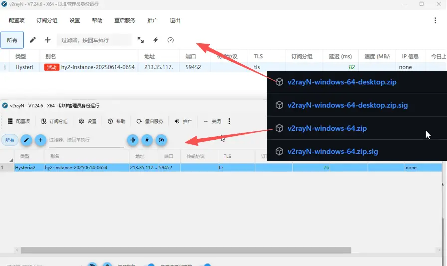 v2rayN-windows-64-desktop.zip v2rayN-windows-64.zip 这两个版本的区别是什么?